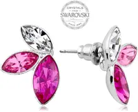 Levien Náušnice s tromi kryštály v ružových odtieňoch Navette