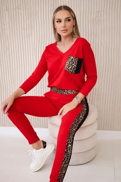 Set with a red panther motif