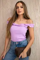 Blouse with frills in purple