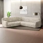 Bielastické poťahy GLORIA béžová rohová sedačka (š. 350 - 530 cm)