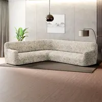 Bielastické poťahy GLORIA béžová rohová sedačka (š. 350 - 530 cm)