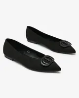 Resti Black women's pointed-toe ballerinas with embellishment on the nose Tidita
