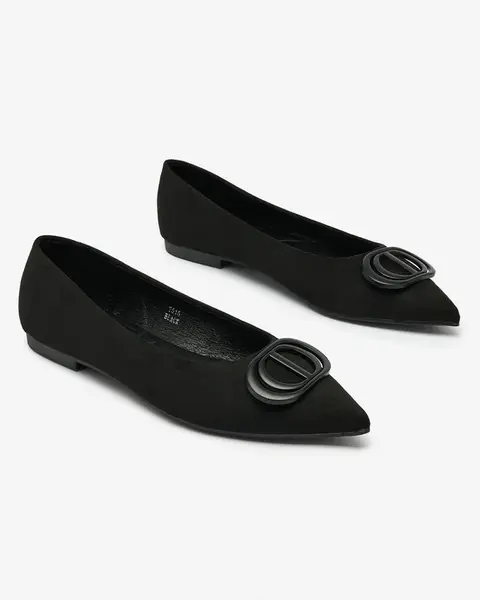 Resti Black women's pointed-toe ballerinas with embellishment on the nose Tidita