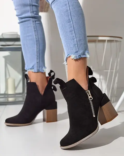 Resti Black women's boots on a square post Darera - Footwear