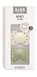BIBS Anatomické silikónové cumlíky Infinity, veľkosť 1, Ivory / Sage 2 ks