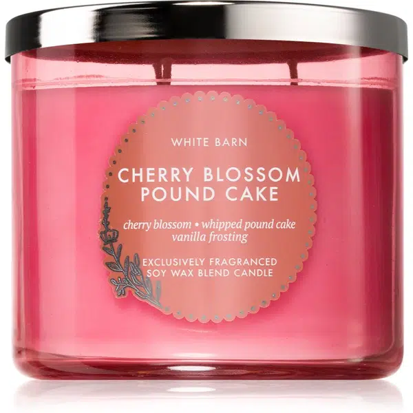 Bath & Body Works Cherry Blossom Pound Cake vonná sviečka 411 g