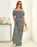 Resti Black floral maxi dress for women - Clothing