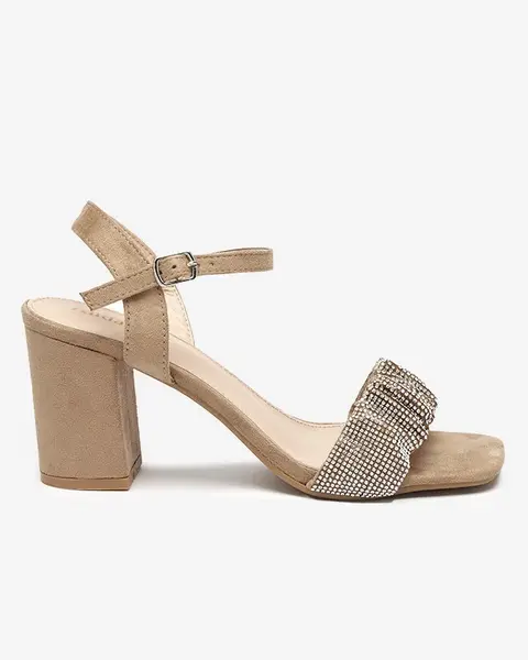 Resti Light brown women's sandals on a post with Trieste cubic zirconias - Footwear