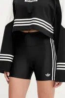 Kraťasy adidas Originals 3-Stripes dámské, černá barva, s aplikací, high waist, JX5235