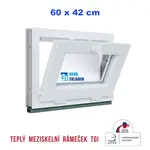 Plastové okno | 60x42 cm (600x420 mm) | Bílé | Sklopné | Teplý meziskelní rámeček