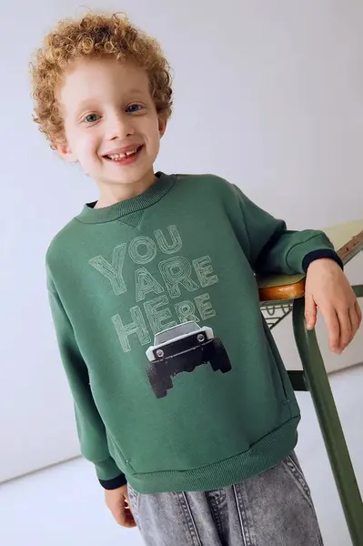 Dětská halenka Mayoral zelená barva, s potiskem, 4404