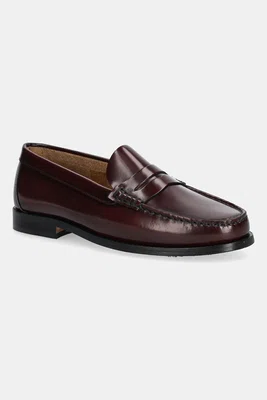 Kožené mokasíny Jonak ODELYA CUIR GLACE dámské, vínová barva, na plochém podpatku, 3300186