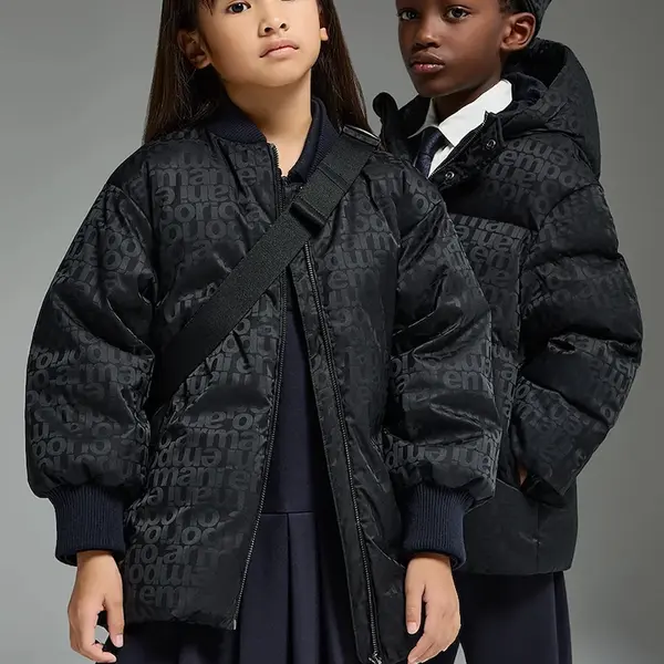 Dětská péřová bunda Emporio Armani tmavomodrá barva, EB000514 AF16099