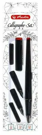 Herlitz - Kaligrafické pero černé plnicí - sada