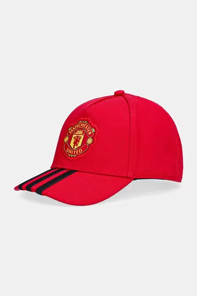 Dětská bavlněná kšiltovka adidas Performance Manchester United červená barva, JV5888