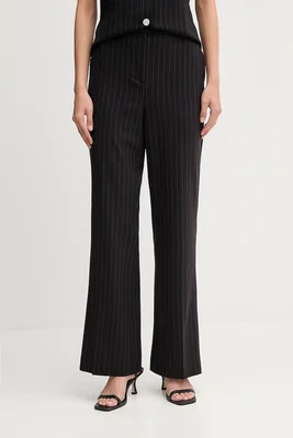 Kalhoty Dkny dámské, černá barva, široké, high waist, UE5PS047