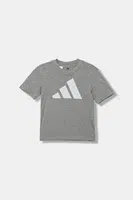 Dětské bavlněné tričko adidas šedá barva, s potiskem, JV9869