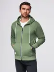 Ombre BASIC men's unbuttoned hooded sweatshirt - green