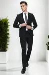 76373 Dewberry Mens Black 6 Drop Suit Set - Blazer-Trousers-BLACK