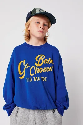 Dětská bavlněná mikina Bobo Choses Go Bobo modrá barva, vzorovaná, 225AC028