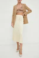 Sukně BOSS béžová barva, midi, 50508440