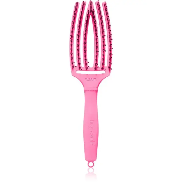 Olivia Garden Fingerbrush Boar & Nylon kartáč na vlasy s nylonovými a kančími štětinami Dolce Vita Pink Granita 1 ks