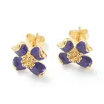 Brass Enamel Stud Earrings