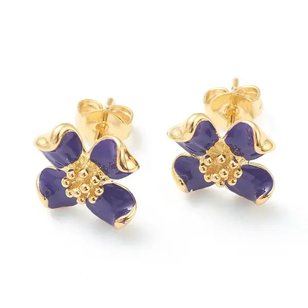 Brass Enamel Stud Earrings