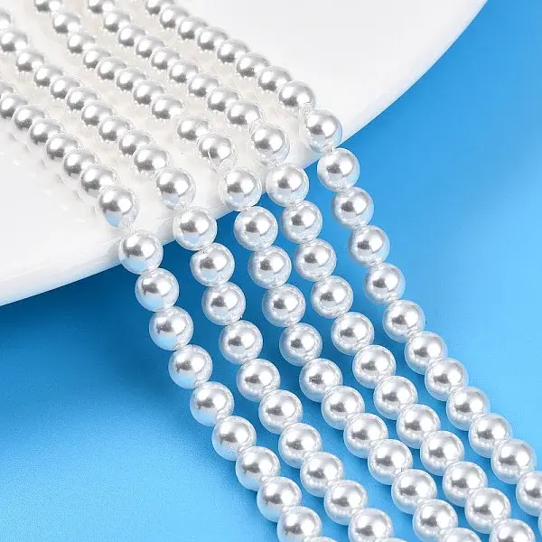 Baking Painted Pearlized Glass Pearl Bead Strands