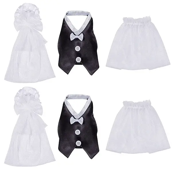 2 Sets Organza & Cloth Bride and Groom Wine Bottle Cover