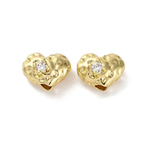Brass Micro Pave Clear Cubic Zirconia Beads