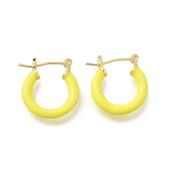 Brass Enamel Hoop Earrings for Women