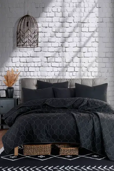 Prikrývka 200x220 + 2 vankúše tacca - čierná