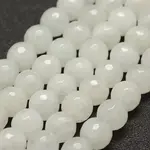 Faceted Natural White Jade Beads Strands