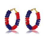 Porcelain Beaded Huggie Hoop Earrings for Women