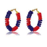 Porcelain Beaded Huggie Hoop Earrings for Women