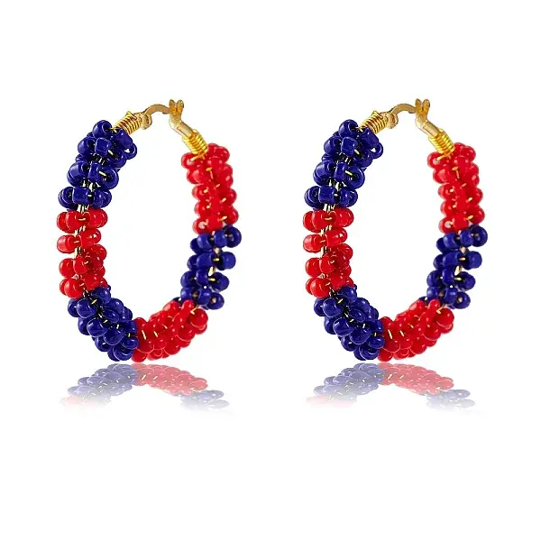 Porcelain Beaded Huggie Hoop Earrings for Women