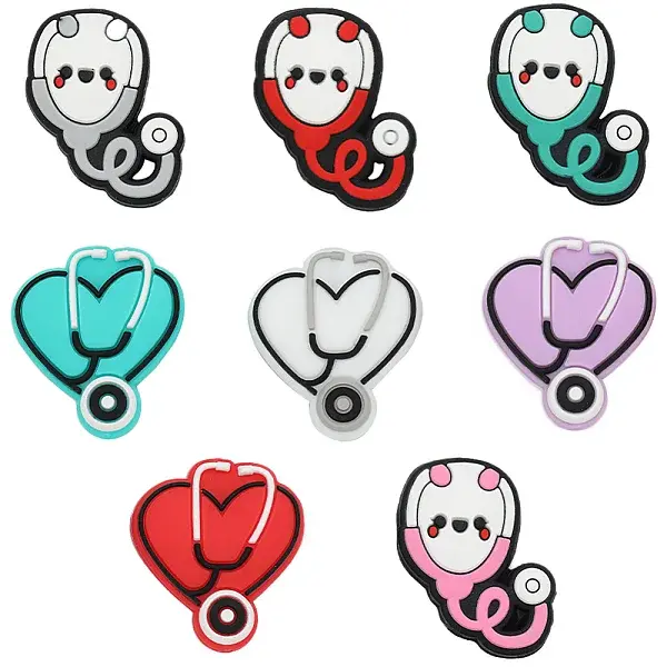 8Pcs 8 Style Stethoscope Food Grade Eco-Friendly Silicone Focal Beads