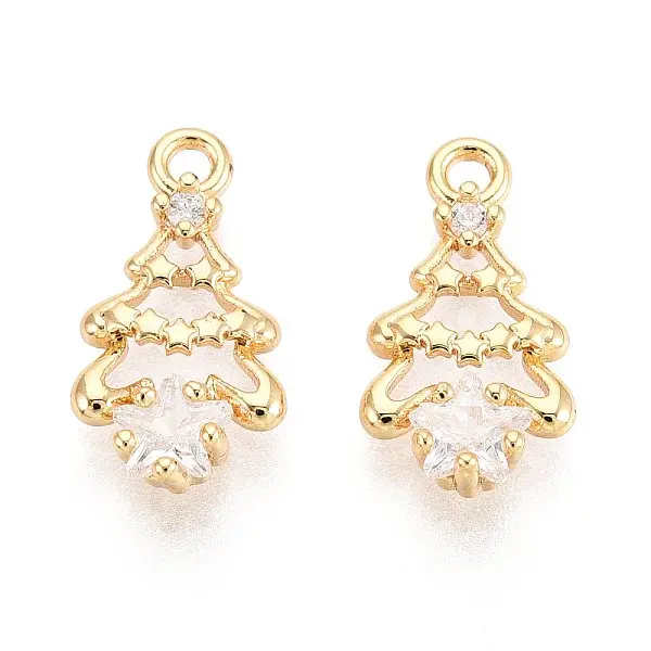 Brass Micro Pave Cubic Zirconia Charms