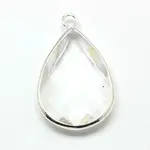 Silver Color Plated Brass Glass Teardrop Pendants