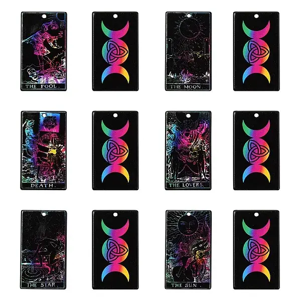 24Pcs 6 Style Printed Opaque Acrylic Pendants