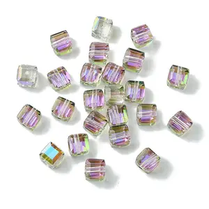 100Pcs Transparent Electroplate Glass Beads