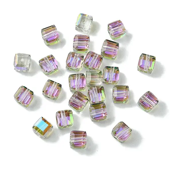 100Pcs Transparent Electroplate Glass Beads