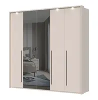 Pětidvéřová šatní skříň baptiste se zrcadlem a led osvětlením - béžová