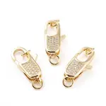 Brass Micro Pave Clear Cubic Zirconia Lobster Claw Clasp