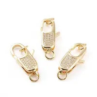 Brass Micro Pave Clear Cubic Zirconia Lobster Claw Clasp