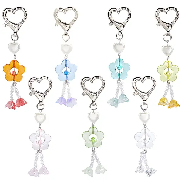 7Pcs 7 Colors Acrylic Flower Pendant Decorations