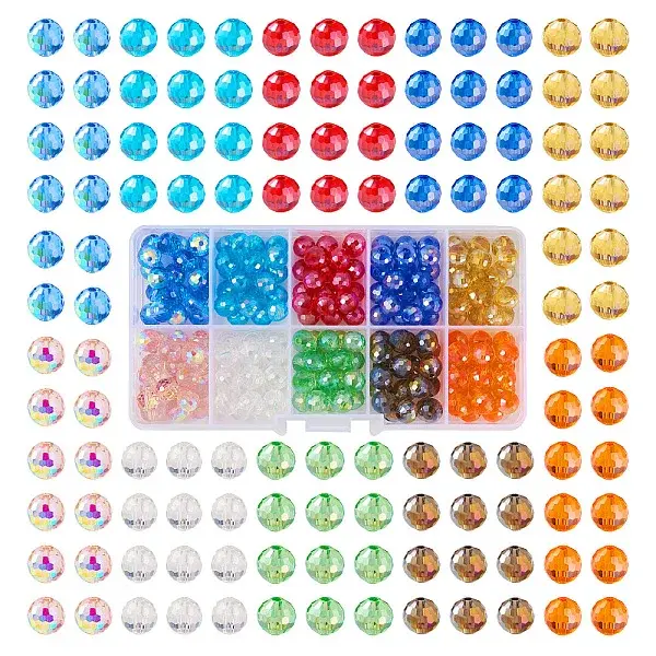 200Pcs 10 Color Electroplate Glass Bead Strands