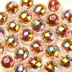 Two Tone UV Plating Rainbow Iridescent Acrylic Beads