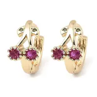 Brass Micro Pave Cubic Zirconia Hoop Earring